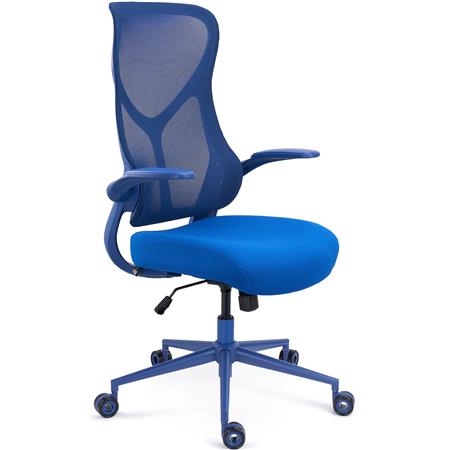 Sedia Operativa DAFNE COLOR, Ergonomica, Braccioli Abbattibili, Rete e Tessuto, Blu