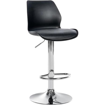 Sgabello DALIAN, Sedile Imbottito con Rivestimento in Pelle, colore Nero