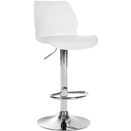Sgabello DALIAN, Sedile Imbottito con Rivestimento in Pelle, colore Bianco