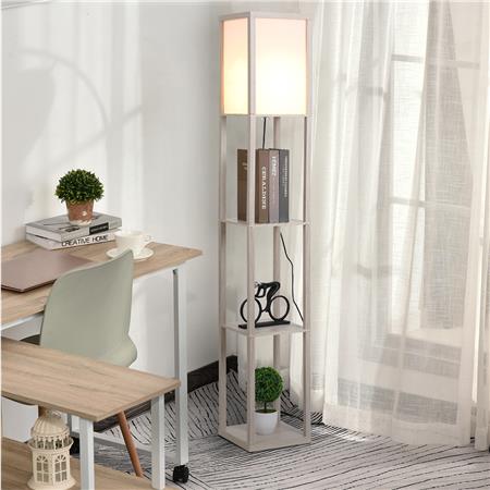 Lampada per Ufficio TALIA, con 3 Mensole Integrate, in Legno, colore Rovere Sbiancato