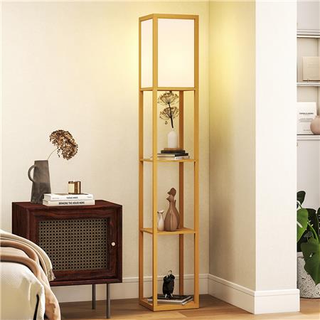 Lampada per Ufficio TALIA, con 3 Mensole Integrate, in Legno, colore Rovere