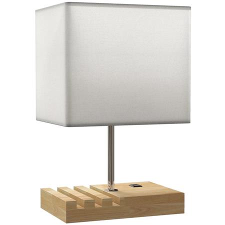 Lampada per Ufficio EKO, Base con Porte USB e Portacellulari, colore Bianco