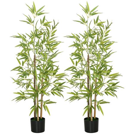 Lotto di 2 Piante per Ufficio FLORIS, Bambú alti 120cm, Vaso incluso, Verde
