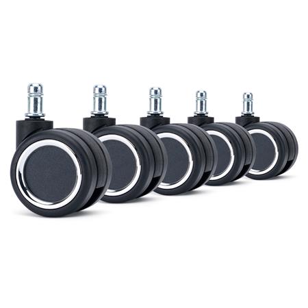 5x Ruote per Sedie da Ufficio SMART 11x60mm, Design Elegante, Nero