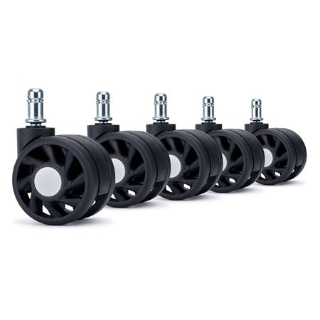 5x Ruote per Sedie da Ufficio RACE 11x60mm, Design Moderno, Grigie