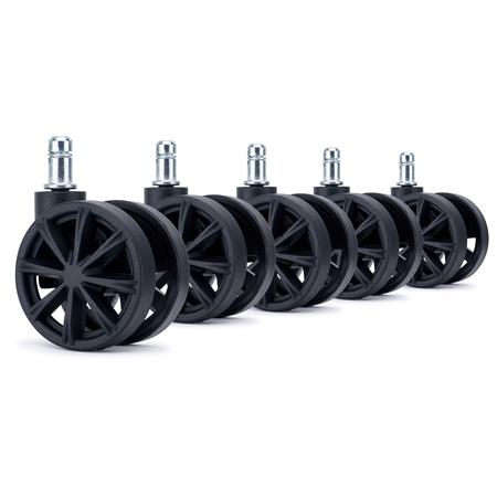 5x Ruote per Sedie da Ufficio SPOKE 11x60mm, Design Moderno a Razze, Nero