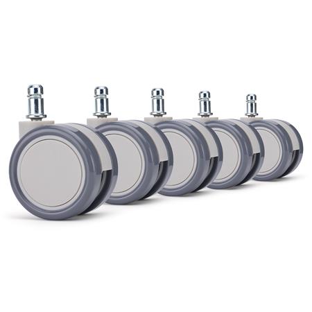 5x Ruote per Sedie da Ufficio MOON 11x60mm, Struttura compatta, Grigio