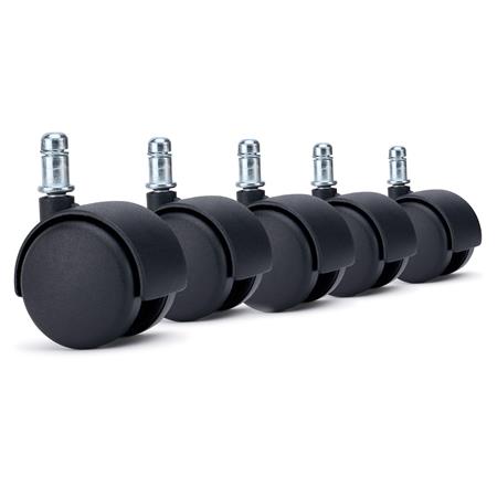 5x Ruote per Sedie da Ufficio MOVE 11x50mm, Bordo Arrotondato, Nero