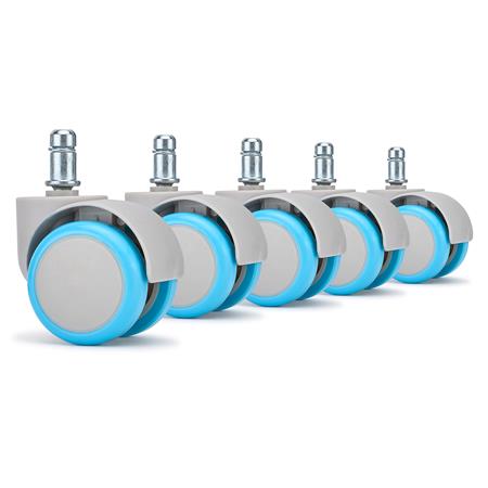 5x Ruote per Sedie da Ufficio ARC 11x50mm, Design Attuale, Azzurro