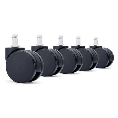 5x Ruote per Sedie da Ufficio SILENT 11x50mm, Perno in Nylon, Nero