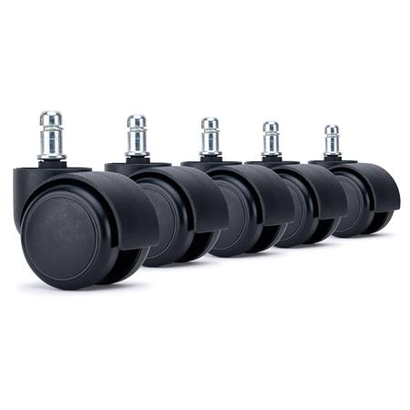 5x Ruote per Sedie da Ufficio VELO 11x50mm, Eleganza e Fluidità, Nero