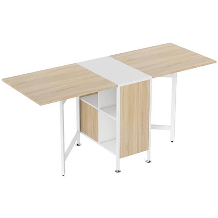 Tavolo per Sala Riunioni ALMATY, Pieghevole, 4 Scomparti, Bianco e Rovere