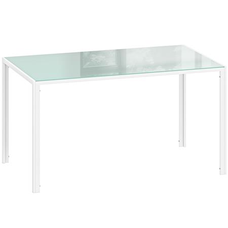Tavolo per Sala Riunioni MAPUTO, 140x80x75 cm, Vetro Temperato Bianco