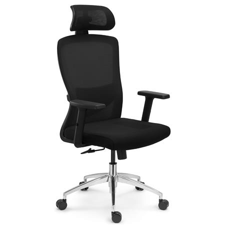 Sedia Operativa NOTE MAX, Ergonomica, Supporto Lombare Regolabile, Base Metallica, Rete e Tessuto, Nero