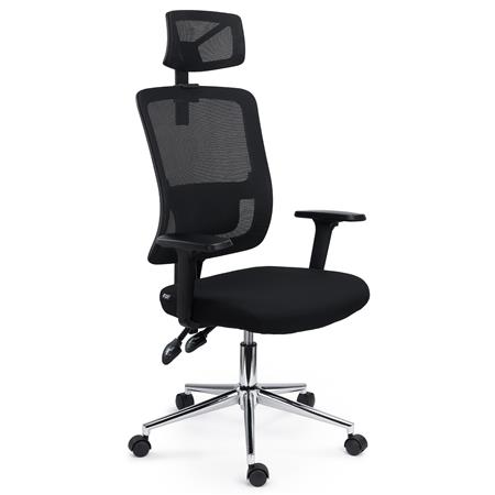 Sedia per Ufficio MISTIC, Poggiatesta, Elegante ed Ergonomica, Rete Traspirante, Nero
