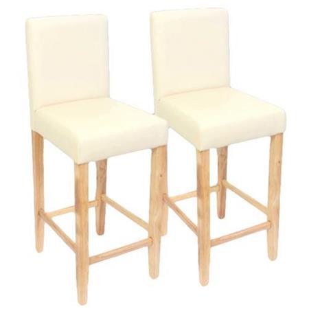 Lotto di 2 sgabelli in legno PRESTO, Resistenti, Seduta in similpelle, colore Crema