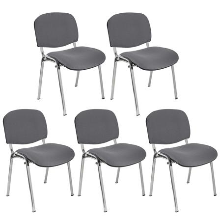 Lotto di 5 Sedie Conferenza MOBY BASE, Pratiche, Grigio, Gambe Cromate
