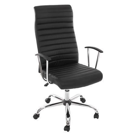 Poltrona di Design ARUCAS, Imbottita, Telaio in metallo, Pelle Nera