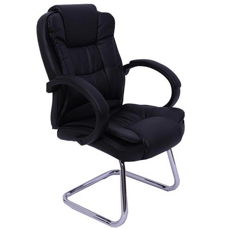 Poltrona per Ospiti e Riunioni SALOME, Morbida imbottitura, Grande comfort, in Pelle colore Nero