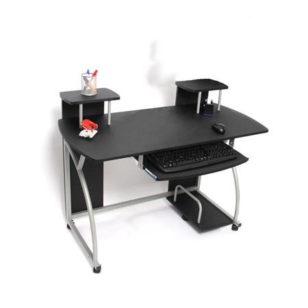 Scrivania per Computer OHIO PRO, Ripiano estraibile tastiera, Supporto PC, misure cm 115x55, colore Nero