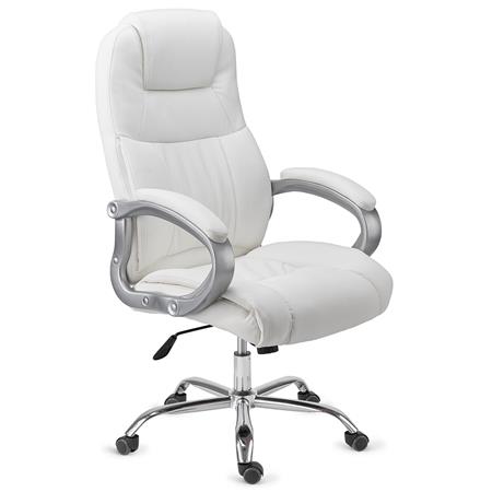 Poltrona da ufficio BOSTON, Imbottitura spessa, Extra Resistente - fino a 150kg, Telaio in acciaio, in Bianco