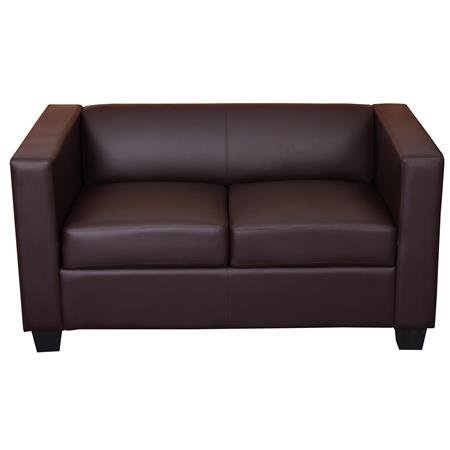 Poltrona 2 posti BASILIO, Elegante e confortevole, Pelle color Caffè