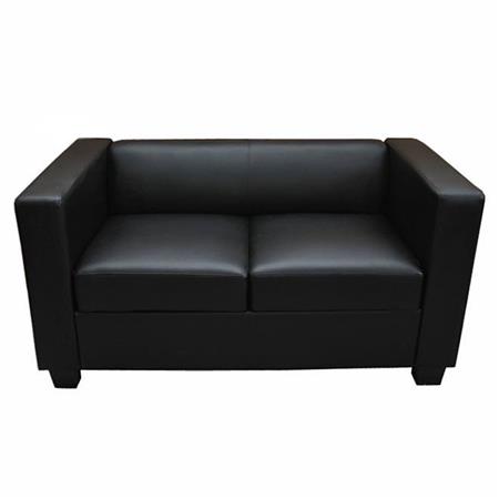 Divano a 2 posti BASILIO, Design Elegante, Grande Comfort, in Pelle colore Nero