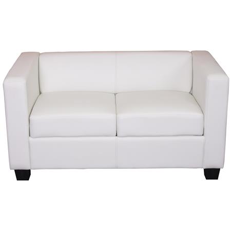 Divano a 2 posti BASILIO, Design Elegante, Grande Comfort, in Pelle colore Bianco