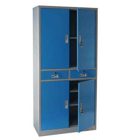 Armadio metallico OLSEN 4 ANTE E 2 CASSETTI, 180x85x40cm, Acciaio Blu