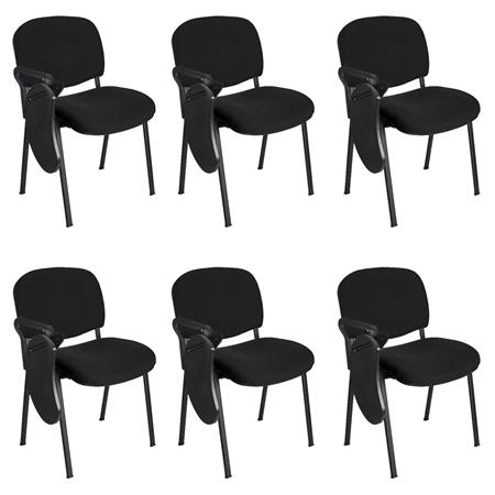 Set 6 Sedie Conferenze MOBY con SCRITTOIO, Sedile Nero, Gambe Nere