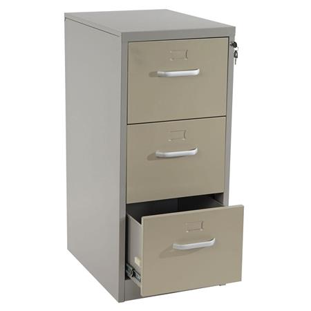 Cassettiera EDWIN 3 CASSETTI (Maniglie), cm 103x46x62, Robusta, in Metallo colore Beige