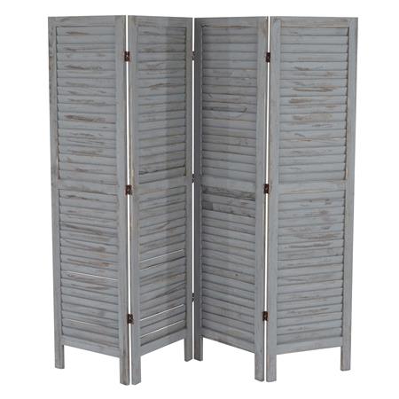 Paravento in Legno LEO, cm 170x182x2, Stile vintage, colore Grigio