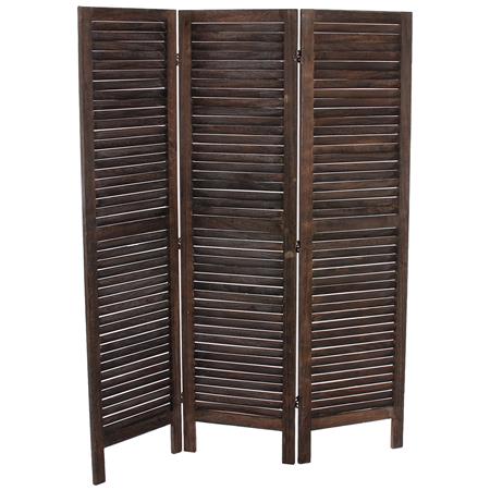 Paravento in Legno LEO, cm 170x138x2, Stile vintage, colore Marrone