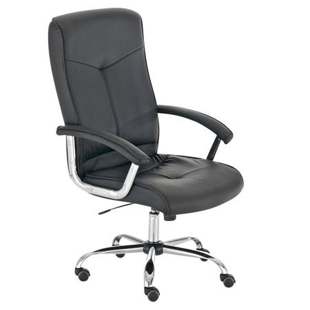Sedia ufficio BARNI, Struttura in metallo, Robusta e comoda, Basculante, in Pelle colore Nero