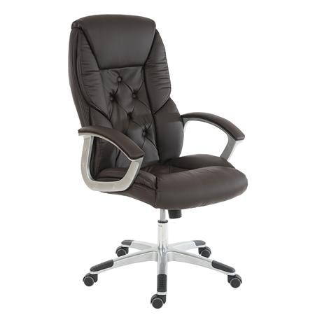 Poltrona da Ufficio modello DIONE, Design Elegante, Imbottitura Spessa, Resistenza fino a 150kg, in Pelle color Marrone