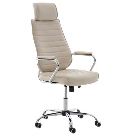 Poltrona Executive modello RENO, telaio in metallo, ampio schienale, rivestimento in Pelle color Crema