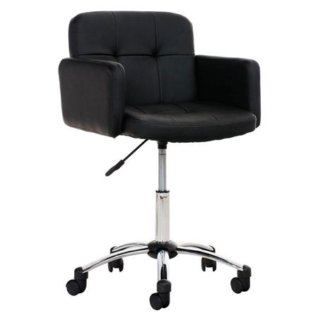 Sedia di Design PRAGA, Imbottitura spessa, Altezza regolabile, rivestita in Pelle colore Nero