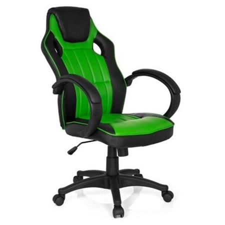 Sedia Gaming RACER GAMING PRO, Design Sportivo con Cuciture a vista, Prezzo Incredibile, in Pelle color Nero/Verde
