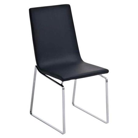 Sedia Sala Riunioni / Attesa VILLANOVA, Design lineare, Telaio in metallo, Seduta in Pelle colore Nero