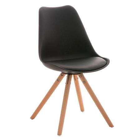 Sedia di Design ALMA, Legno Naturale, Pelle color Nero