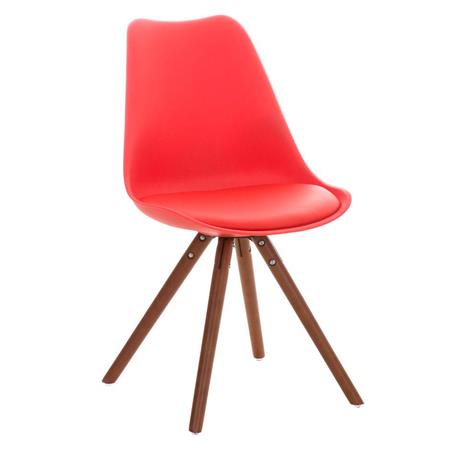 Sedia di Design per Ospiti ALMA NOCE, Struttura In Noce, Pelle Rossa