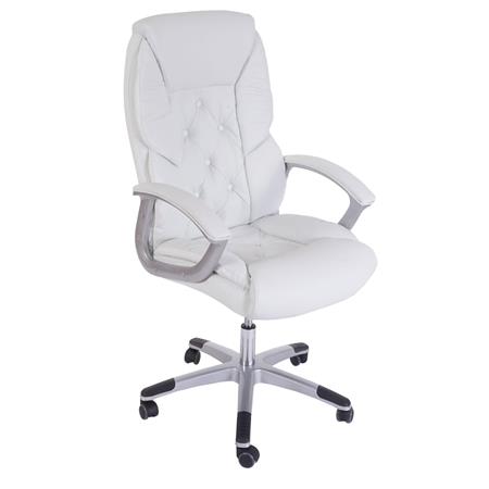 Poltrona da Ufficio modello DIONE, Design Elegante, Imbottitura Spessa, Resistenza fino a 150kg, in Pelle color Bianco