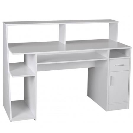 Scrivania per computer VIRGINIA, Spaziosa, 135x60cm, in Bianco