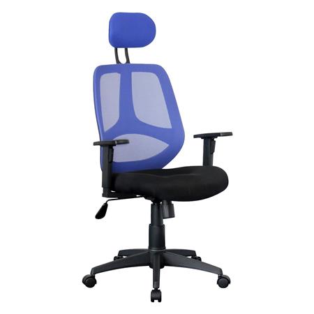 Sedia Ergonomica DRAKE, Poggiatesta, Rete traspirante, Blu/Nero