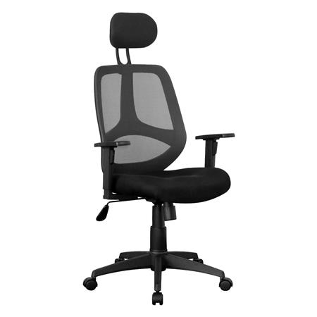 Sedia Ergonomica DRAKE, con Poggiatesta e Braccioli Regolabili, in Rete traspirante, colore Nero