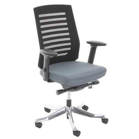 Sedia da Ufficio LIENA, Schienale Ergonomico, Base in Alluminio, in Tessuto e Rete, colore Grigio