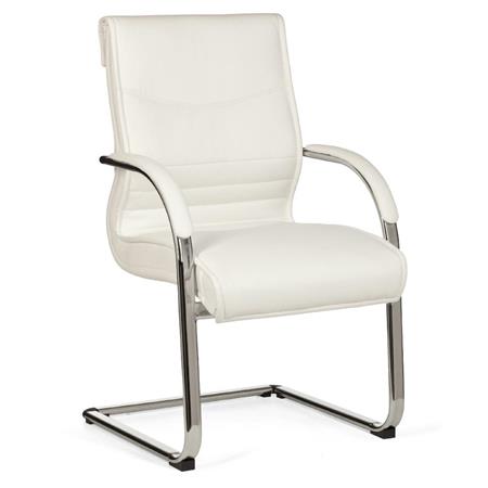 Sedia Ergonomica Sala d'Attesa PINDO, Comoda imbottitura, Design elegante in Pelle colore Bianco