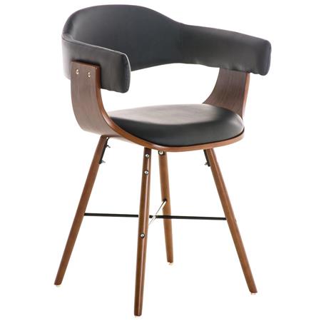 Sedia da Attesa e Ospiti BARRY LUX PELLE gambe scure, Design originale, in Legno color Noce e Pelle Nera