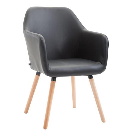 Sedia per Sala d'Attesa NIEBLA PELLE, Comoda imbottitura, Struttura e gambe in Legno, Seduta in Pelle, Nero