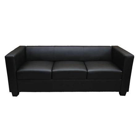 Divano a 3 posti BASILIO, Design Elegante, Grande Comfort, in Pelle colore Nero